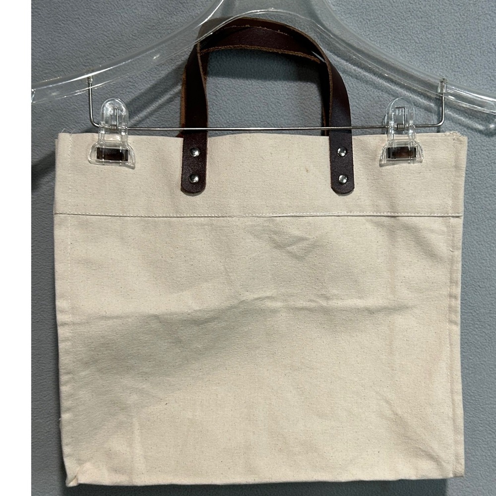 Cosmos Tote Bag Large Natural Cream Canvas Leather Handles Minimalist Neutral